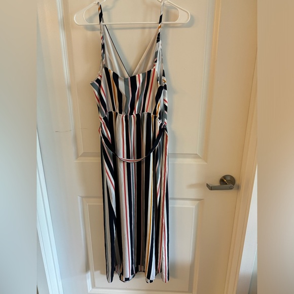 Striped Multicolor Faux Wrap Dress - LOFT Outlet - Picture 4 of 5